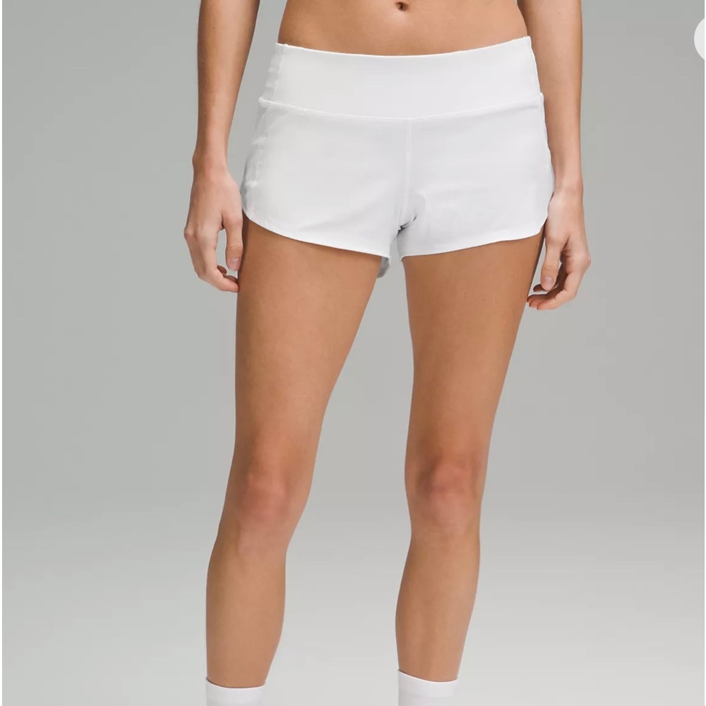 White lululemon speed up low-rise shorts 2.5”